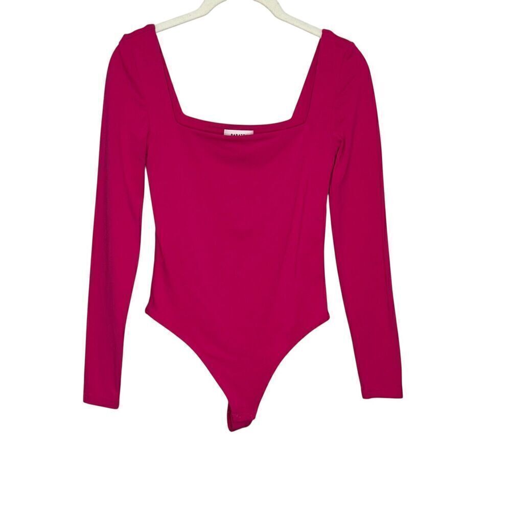 Babaton Bodysuit Womens Small Square Neck Long Sleeve Stretch Nylon Elastane